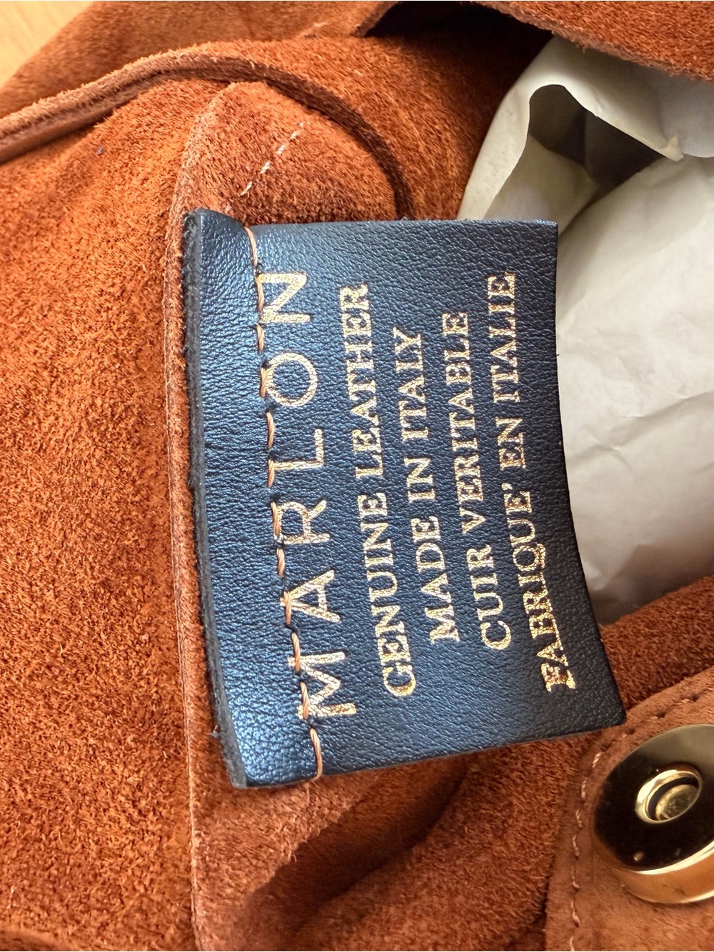 MARLON Made In Italy Fringed Suede Hobo Bag with Bamboo Handle - Picture 6 of 11